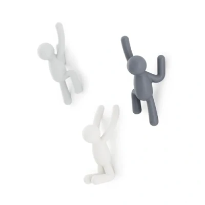 Abbildung von Umbra Buddy Haken Dekorative Wandhaken Garderobe für Jacken, Schals, Taschen, Rucksäcke, Handtücher und Mehr, 3er Set, Grau sortiert