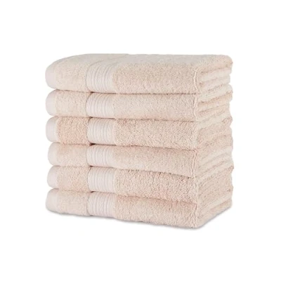 Abbildung von Amazon Basics Händehandtuch aus Bio Baumwolle, farbecht, 6 Stück, 41 x 66 cm, Blush Rosa