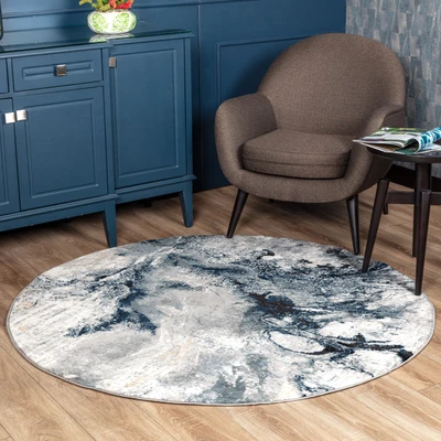 Abbildung von Livabliss Teppich »NEW YORK« rund 10 mm Höhe Moderner Designerteppich in Marmor Optik, Kurzflor Wohnzimmerteppich