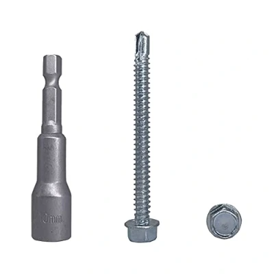 Abbildung von 100 Stück DIN 7504 K Stahl verzinkt 6,3 x 70 mm Schrauben selbstbohrende Blechschraube Sechskant Unterlegscheibe Kopf selbstschneidend (100, mm)