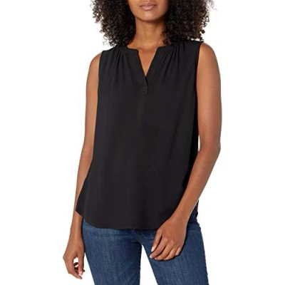 Abbildung von Amazon Essentials Damen Ärmelloses, gewebtes Hemd, Schwarz, XS