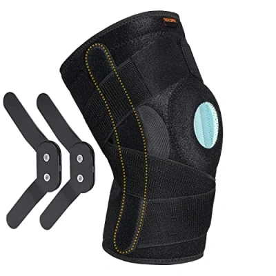Abbildung von Thx4COPPER Knieorthese mit Schiene Verstellbare offene Patella Riemen und Seitenstabilisatoren Kompressions unterstützung für Knieschmerzen, ACL, MCL, Arthritis L