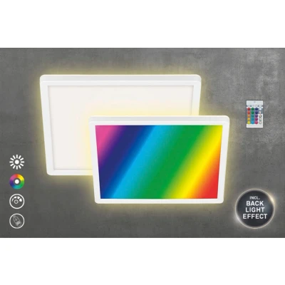 Abbildung von BRILONER Leuchten LED Panel, Deckenleuchte dimmbar, Deckenlampe, RGB, Farbsteuerung, Backlight, inkl. Fernbedienung, 15 Watt, 1.850 Lumen, 4.000 Kelvin, Weiß, 293x293x28mm (DxH)