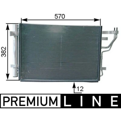 Abbildung von MAHLE ORIGINAL AC 442 000P Klimakondensator mit Trockner 570 HYUNDAI: i30 I Hatchback, Estate, KIA: cee‘d Pro Hatchback