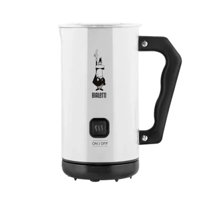 Abbildung von Bialetti Milch Frother Elettrico, Milchaufschäumer für Cappuccino, Fassungsvermögen 150 ml Cappuccino oder 300 heiße Milch, Weiß
