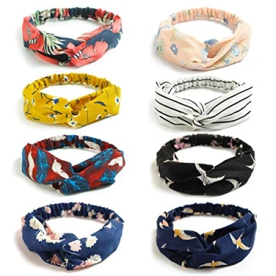 Abbildung von DRESHOW 8 Stück Damen Stirnband Kopfband Haarband Turban Elastische Kopf Wickeln Niedlich Haarschmuck für Mädchen