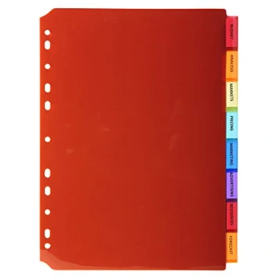 Abbildung von Exacompta 3908E Premium Register für DIN A4 aus langlebigem Kunststoff 8 teilig volle Höhe 21 x 29,7 cm vollfarbig 2 4 Farben mit Etikettenbogen zum Beschriften Trennblätter