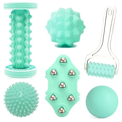 Abbildung von Fußmassage Set 6 in 1 Muskel Roller,Tragbare Rollerball Massager, Balls, igelbälle Schmerzlinderung für Hacken &amp; Fußgewölbe,Stressreduzierung und Entspannung durch Triggerpunkt
