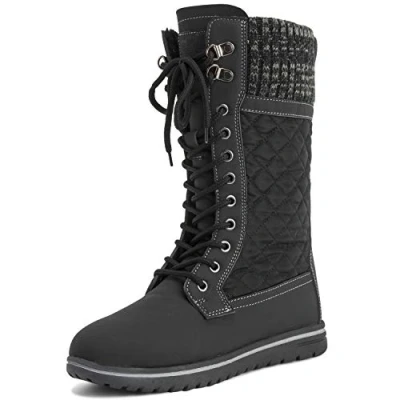 Abbildung von Polar Boot Damen Hoch Dauerhaft Kunstpelz Winter Regen Schnee Wasserdicht Draussen Kalb Stiefel 9 BLK42 AYC0535