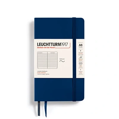 Abbildung von LEUCHTTURM1917 349303 Notizbuch Pocket (A6), Softcover, 123 nummerierte Seiten, liniert, Marine
