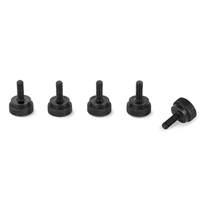 Abbildung von Precisiongeek Schwarz Stahl, Schwarzoxid Ansatzschraube Rändelschrauben M6 x 10mm (5 Stück)