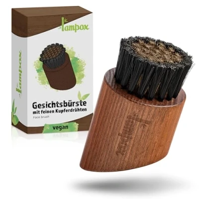 Abbildung von lampox vegane Gesichtsbürste mit feinen Kupferdrähten, Kupferbürste, Klosterbürste, Massagebürste, Kupfer face brush