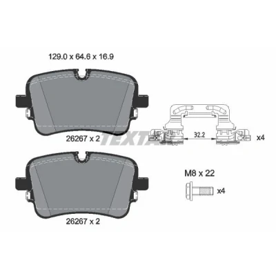 Abbildung von TEXTAR 2626701 Bremsbelagsatz für Verschleißwarnanzeiger vorbereitet mit Bremssattelschrauben Zubehör AUDI: Q7, A7 Sportback, A8
