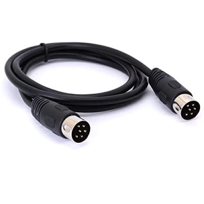 Abbildung von HTGuoji Midi DIN Kabel, 6 polig, Stecker auf Stecker, Instrumentenkonverter, Adapter, poliges Audiokabel für Mikrofon, Gitarre (1 meter)