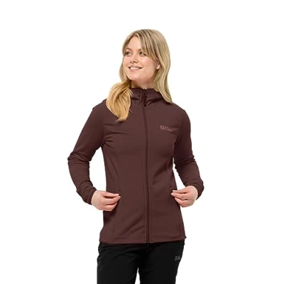 Abbildung von Jack Wolfskin Baiselberg Hooded FZ Fleecejacke, Damen, Größe: Large, Dark maroon