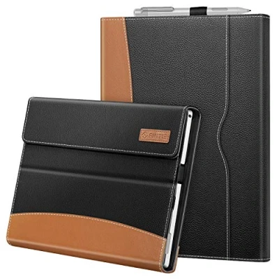 Abbildung von Fintie Hülle für Microsoft Surface Pro 7+ / 7 6 5 4 3 Multi Sichtwinkel Kunstleder Tasche Schutzhülle mit Dokumentschlitze, Type Cover kompatibel, Schwarz