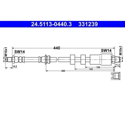 Abbildung von ATE 24.5113 0440.3 Bremsschläuche 440 M10x1 BMW: 3 Touring, Saloon, Coupe