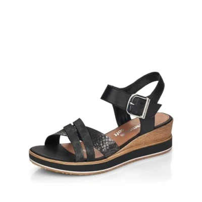 Abbildung von Remonte Damen D6454 Keilsandale, Graphit/schwarz/schwarz / 00, 37 EU