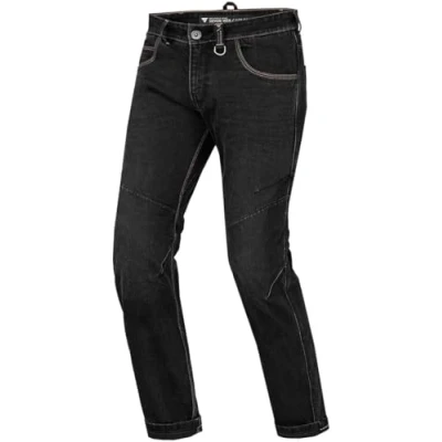Abbildung von SHIMA DEVON Motorradjeans Belüftete Elastische Slim Fit Biker Motorradhose mit FiberQL Verstärkungen, CE Knie und Hüftprotektoren (Herren, Schwarz, 36)