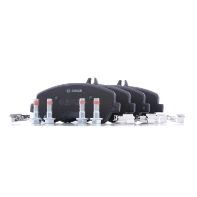 Abbildung von BOSCH 0 986 494 648 Bremsbelagsatz Low Metallic mit Anti Quietsch Blech Feder MERCEDES BENZ: GLK