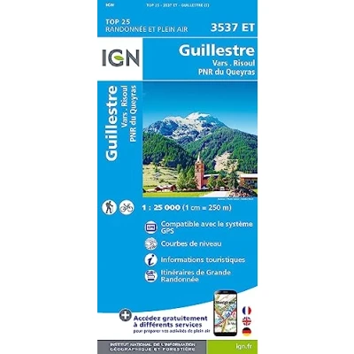 Abbildung von Guillestre. Vars. Risoul. Parc National du Queyras 1 : 25 000 (TOP 25)