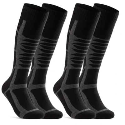 Abbildung von 2 Paar Skisocken Herren &amp; Damen Ski Kniestrümpfe 34175 WP (Schwarz 47 50)