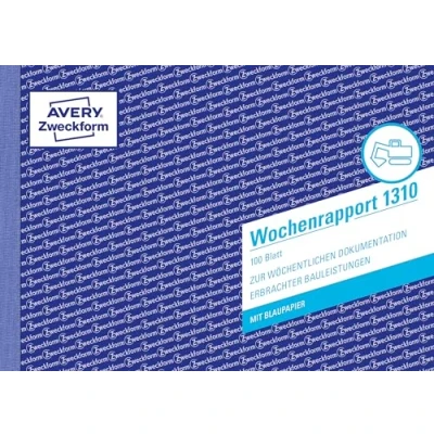 Abbildung von AVERY Zweckform 1310 Wochenrapport (A5 quer, mit 2 Blatt Blaupapier, von Rechtsexperten geprüft, für Deutschland und Österreich zur wöchentlichen Dokumentation der Arbeitsleistung, 100 Blatt) weiß