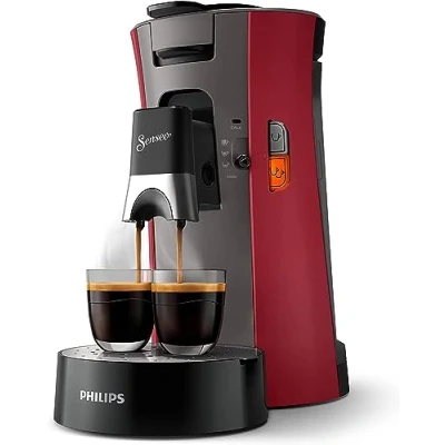 Abbildung von PHILIPS Senseo Select Kaffeepadmaschine Kaffeestärkewahl Plus, Memo Funktion, aus recyceltem Plastik, ‎1450 Watt, ‎0.9 Liter, ‎Rot (CSA240/90)