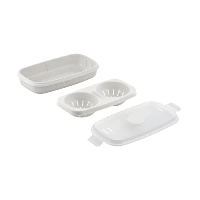 Abbildung von CARE+PROTECT Eierpochierer Und Omelette Kocher Für Die Mikrowelle Idealer Behälter Zum Dampfkochen, Servieren Aufbewahren, BPA Frei, 24 x 12,5 6 cm, White