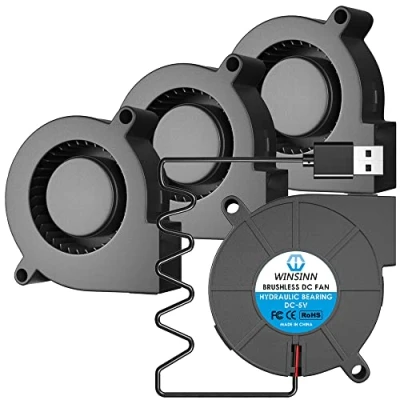 Abbildung von WINSINN 5015 Tiny Cooling USB Blower Fan 5V, 50mm Micro Mini 5 Volt Fans Turbine Turbo Hydraulisches Lager, 1000mm/39in Kabel Brushless 50mmx15mm (4er Pack)