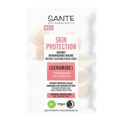 Abbildung von SANTE Naturkosmetik Skin Protection Sofort beruhigende Maske mit Ceramiden, Traubenkernöl &amp; Bio Sheabutter, feuchtigkeitsspendende Gesichtsmaske, vegane Pflegemaske für geschmeidige Haut, 8ml