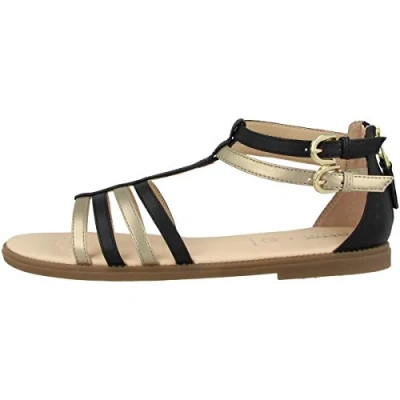 Abbildung von Geox Karly GIRL Riemensandalette für Kinder, Größe: 41, Black/platinum Schuhe