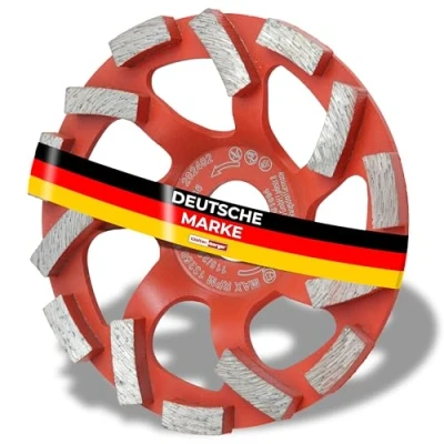 Abbildung von Woltersberger® Diamant Schleiftopf 115 mm x 22,23 Schleifteller für Schleifarbeiten mit Beton und harten Baustoffen Granit Naturstein Estrich Putz Marmor
