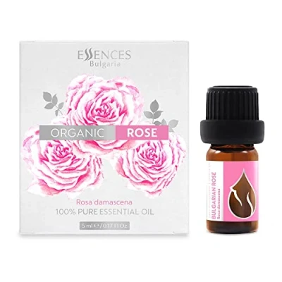 Abbildung von Essences Bulgaria BIO Echte Bulgarische Rose Öl 5ml Rosa damascena 100% Naturrein Unverdünnt zertifiziert Spitzenqualität aus Familienbetrieb Ohne Gentechnik Vegan