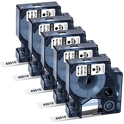 Abbildung von MarkField kompatibel 12mm x 7m Schriftbänder als Ersatz für Dymo D1 45010 S0720500 Clear Etikettenband, Etiketten LabelManager 160 210D 260P 360D, LW 400 450 Duo, Schwarz auf Transparent