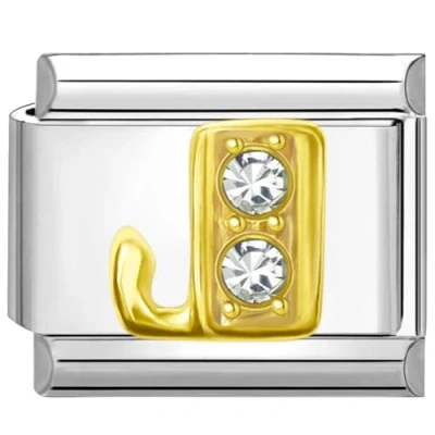 Abbildung von Quiges 9mm Italian Style Charm Modell Edelstahl Alphabet Buchstaben J für Italien Armbänder