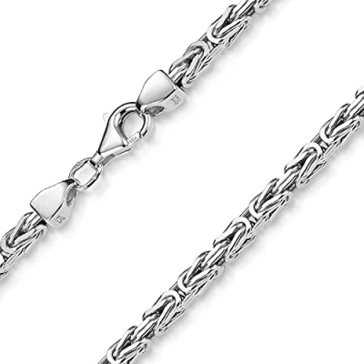 Abbildung von MATERIA 925 Silber Königskette Herren Halskette 3mm diamantiert rhodiniert 45 50 55 60 65 70 80cm + Schmuck Box #K56, Länge Halskette:45 cm