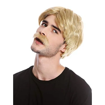 Abbildung von WIG ME UP 4129 ZA89 Perücke Bart Herren Schnauzbart Gigolo Playboy Bulle Cop 70er Jahre Blond