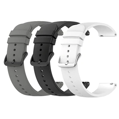 Abbildung von WEINISITE 20mm Armband für Garmin Vivoactive 3/Venu/Vivomove 3/Vivomove HR/Forerunner 245/Forerunner 645 Music Silikon Ersatzarmband (Schwarz+Grau+Weiß)