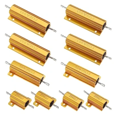 Abbildung von YINETTECH 10 Stück Leistungswiderstand Aluminiumschalenwiderstände 25W 6 Ohm/8 Ohm 50W 25 100W 3 Ohm/ 8 Drahtgewickelter Widerstand mit Aluminiumgehäuse für Elektronische Geräte