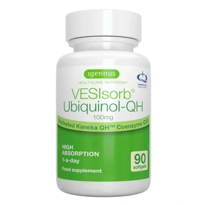 Abbildung von Vesisorb Ubiquinol 100mg, aktive Form von Coenzym Q10, bioverfügbares Antioxidant, Kaneka patentierte Formel, 90 Weichkapseln, Igennus