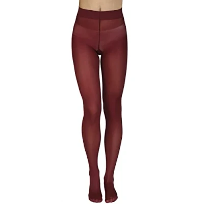 Abbildung von Annes styling Plain Damenstrumpfhose 40 Denier Matt Semi opaque Microfiber Classic Strumpfhose Zarra, Bordeaux S