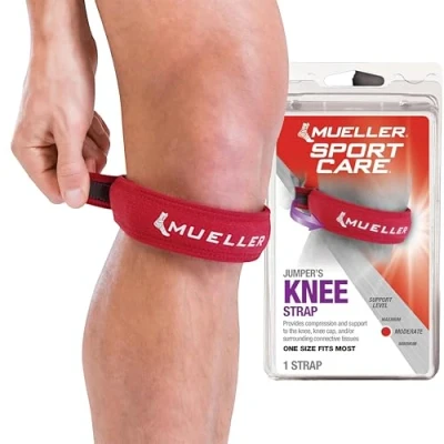 Abbildung von Mueller Jumper&#039;s Knee Strap, Kniegurt, Einheitsgröße, Rot