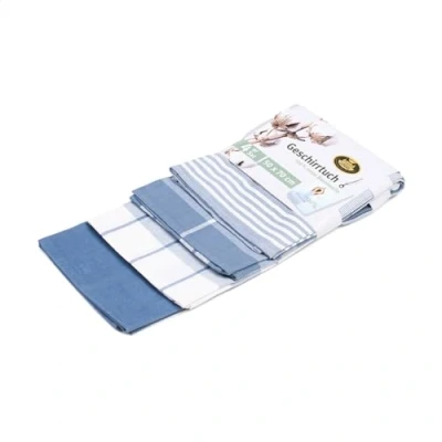 Abbildung von Gözze Geschirrtuch Set, 4 teilig, 100% Baumwoll Jacquard Stoff, hohe Materialdichte (200 g/m²), 50 x 70 cm Blau