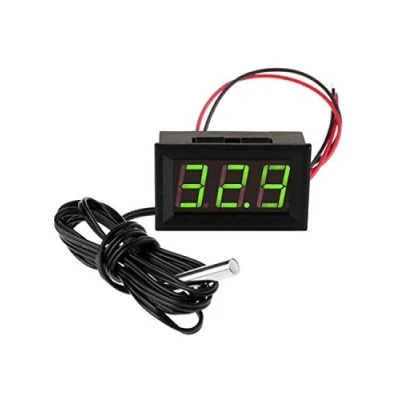 Abbildung von FBBULES Mini Digital Thermometer mit Sonde Temperaturüberwachung für Kühlschrank Aquarium 12V Led Temperature Meter Detector,Grün