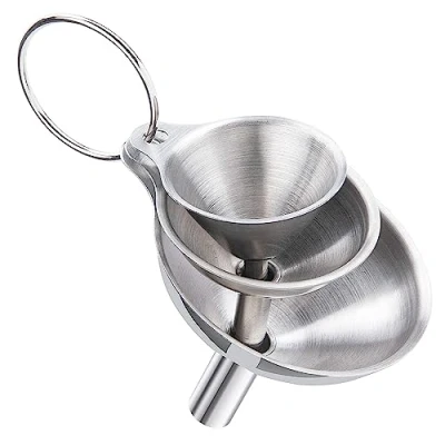 Abbildung von INF Kleiner Trichter Set, 3 Stück Edelstahl Küchentrichter, Größen, silberfarben