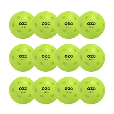 Abbildung von OZO Pickleball 12er Set Hallenbälle, 26 Löcher, Rotationsform, Rotational