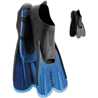 Abbildung von Cressi Agua Short Flossen Kurze Schnorchel und Schwimmflossen, Blau, 33/34