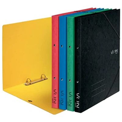 Abbildung von VON Leitz Ringbuch A4, Mit 2 Ringen, Gummibandverschluss, Karton, 25 mm Rückenbreite, für 140 Blatt, Ringordner Schule, Studium &amp; Haushalt, Mehrere Farben, 5 Stück, 30120099, 30121099