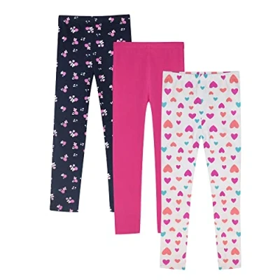 Abbildung von LiKing Kinder Mädchen Leggings Hosen Blumenmuster Stretch aus Baumwolle 4539 B 110/116 3